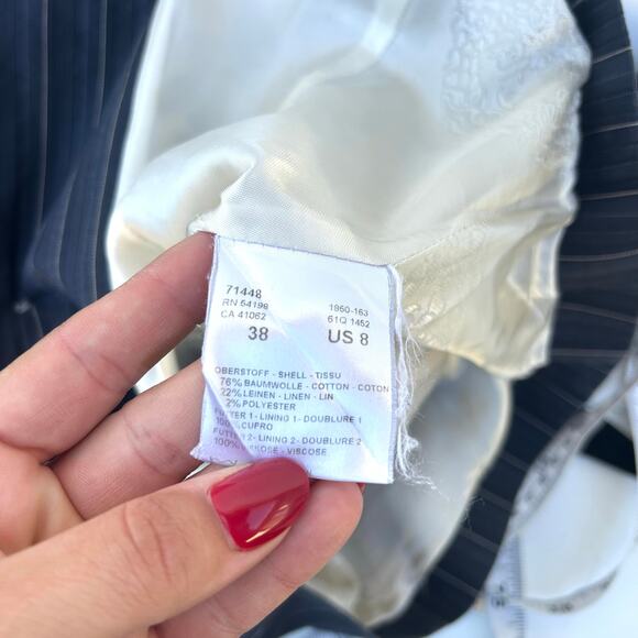 Vintage Sonia Bogner Navy Blazer Pinstripes Fitted Jacket Size 8 Single 38 - Picture 8 of 9